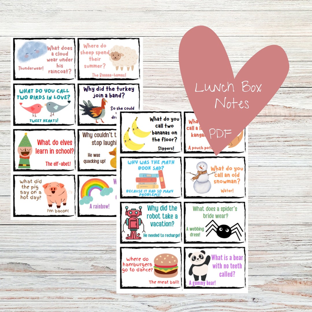 Lunch Box Notes Jokes Printable Download Etsy