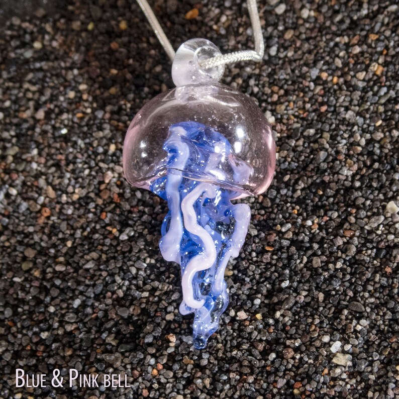 Hand Blown glass jellyfish necklace Sea life glass art Etsy
