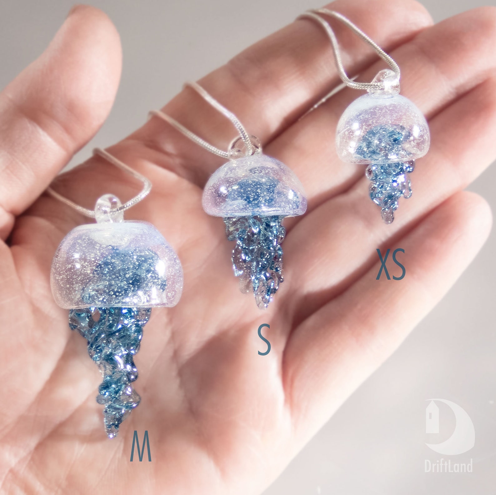 Hand Blown glass jellyfish necklace Sea life glass art Etsy