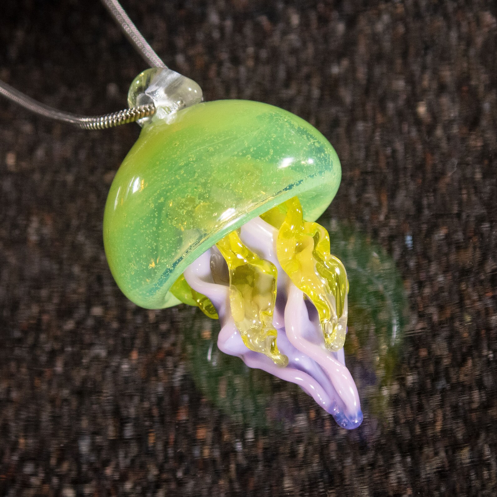 Hand Blown glass jellyfish necklace Sea life glass art Etsy