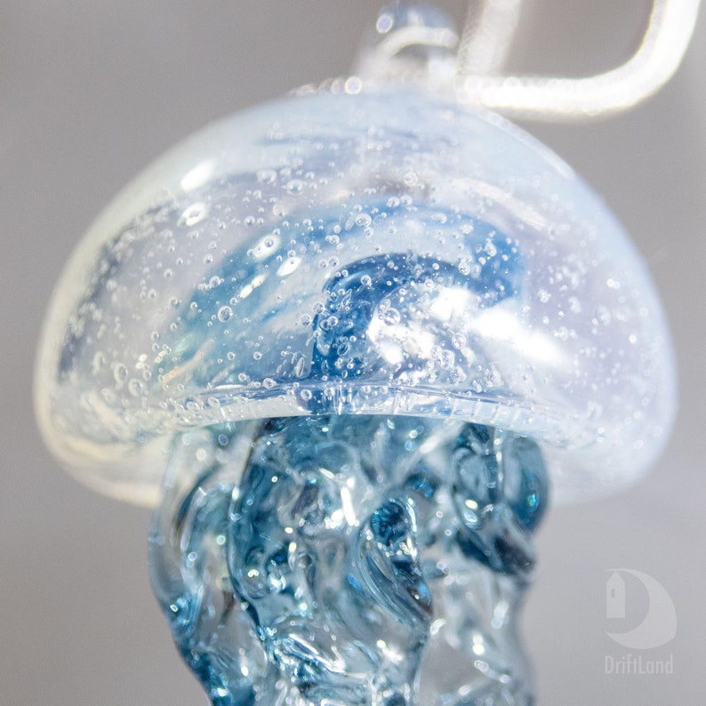 Hand Blown glass jellyfish necklace Sea life glass art Etsy