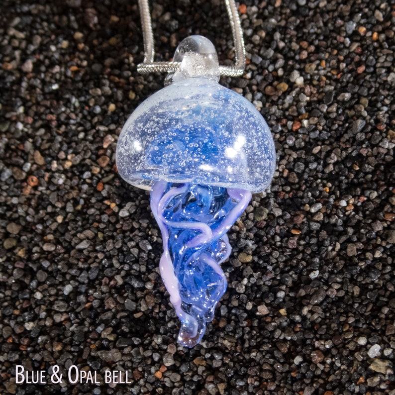 Hand Blown glass jellyfish necklace Sea life glass art Etsy