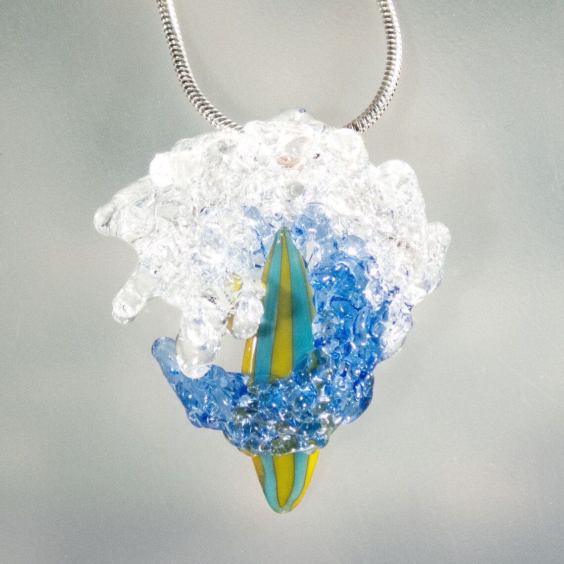 Surfer Ocean Wave Necklace Glass Art Hawaiian Jewelry Etsy