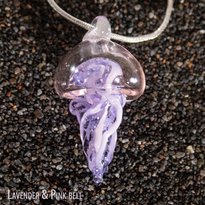 Hand Blown glass jellyfish necklace Sea life glass art Etsy