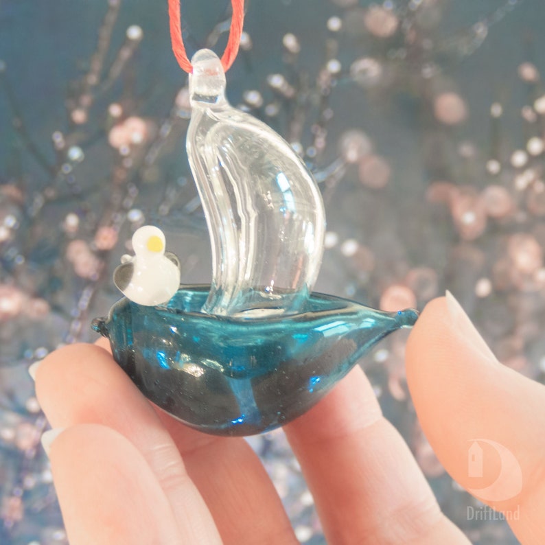 Hand Blown glass Wave \u2022 Christmas tree ornament \u2022 Ocean Art glass Nautical Decoration