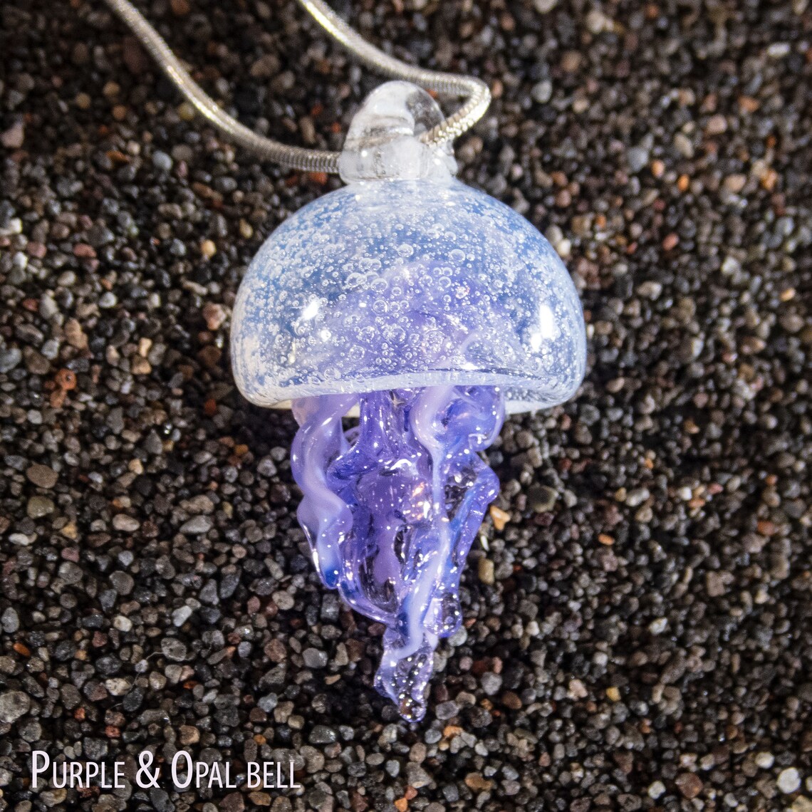 Hand Blown glass jellyfish necklace Sea life glass art Etsy
