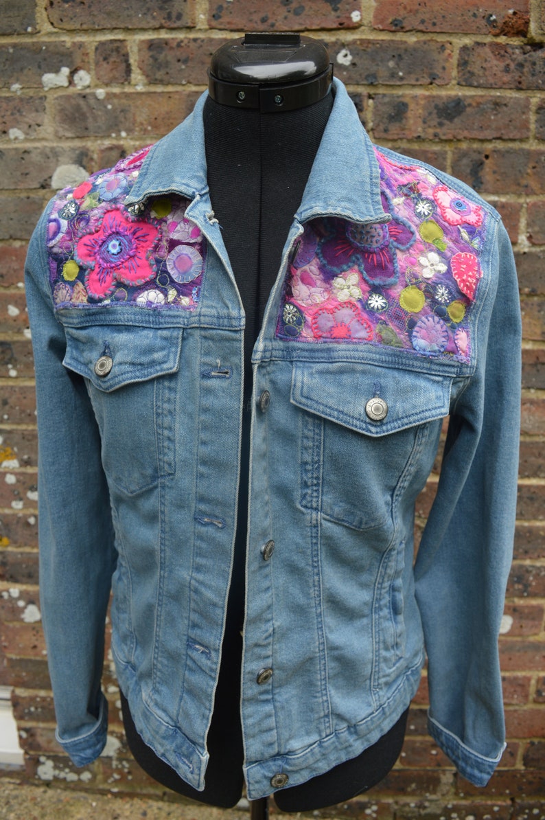 embroidered flower denim jacket