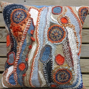 Funda de cojín bordada, fundas de cojín: 40 cm x 40 cm (16 pulgadas x 16 pulgadas), funda de almohada,