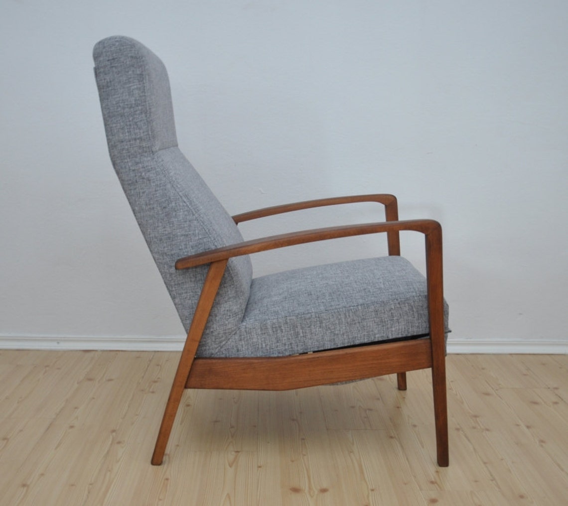 Vintage DANISH Recliner Armchair Design NEW UPHOLSTERY Etsy