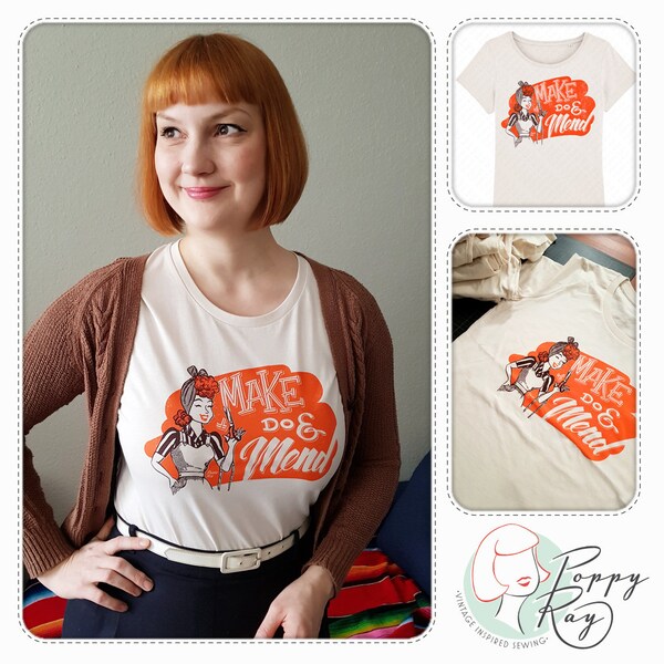 Shirt "Make Do & Mend" Baumwolle vintage weiß