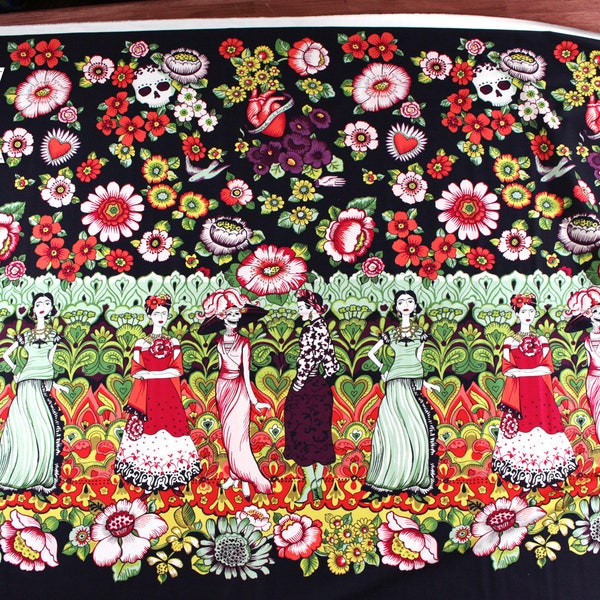 Alexander Henry Fabric Mexico Catrina Borderprint Calavera Cotton Frida spooky Halloween Dia de los Muertos