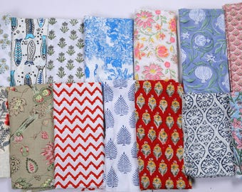 Hand Block Printed Cotton Napkin Set: Mix and Match, Handmade in India