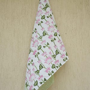 Hand Block Print Cotton Waffle Towel: Soft Absorbent Bath & Spa