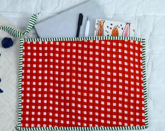 Quilted Cotton Laptop Sleeve: Handmade Padded MacBook Case
