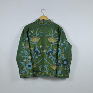 Hand Embroidered Suzani Jacket: Pink Floral Cotton Short Coat image 9