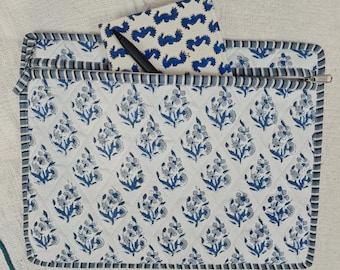 Handmade Quilted Cotton Canvas Laptop Sleeve - Padded Protection
