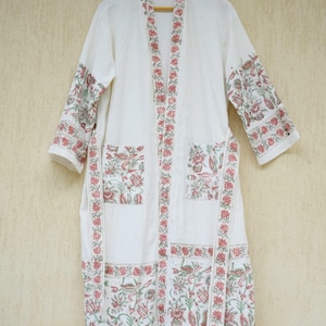 Bata de algodón con estampado a mano - Kimono absorbente