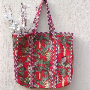 Block-Druck Baumwolle gesteppte Einkaufstasche Valentinstag Geschenk für sie, gesteppter Lebensmittelgeschäft Einkaufstasche Damen Reisetasche, Schultertasche, Handtaschen