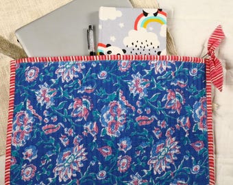 Handmade Cotton Quilted Laptop Bag: Eco-Friendly Computer Cover
