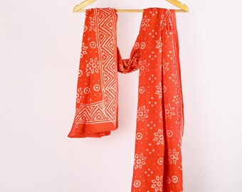 Hand Block Print Cotton Sarong: Indian Floral Beach Pareo