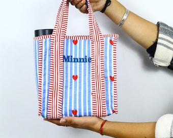 Mini sac à lunch en coton matelassé – Imprimé floral abstrait | Spécial cadeau de Noël