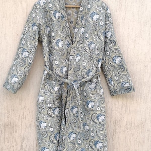Elegant kimono robe Cotton quilted long jackets Reversible Winter wear Dressing robe Boho Indian style gifting for some one special quilted