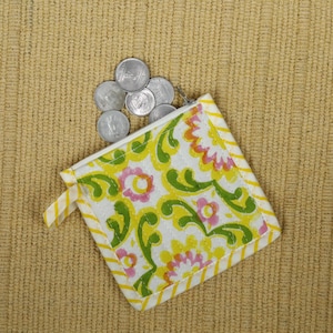 Set van 5 muntzakjes Klein zakje met rits Gewatteerde stof muntkaart portemonnee opbergvak Bloemen portemonnee met rits Kleine portemonnee Reiszakje Etuitje voor oordopjes