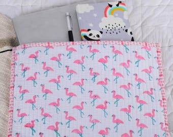 Quilted Cotton Laptop Sleeve: Handmade Zipper Pouch