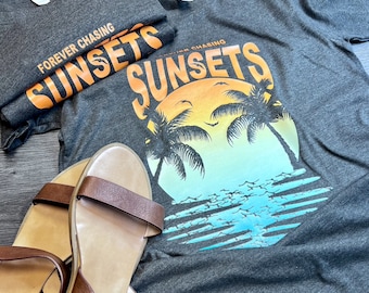Retro Sunset Graphic Tee: Bella Canvas Summer Beach Shirt