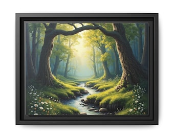 Framed Forest Landscape Canvas Print: Nature Wall Art Decor