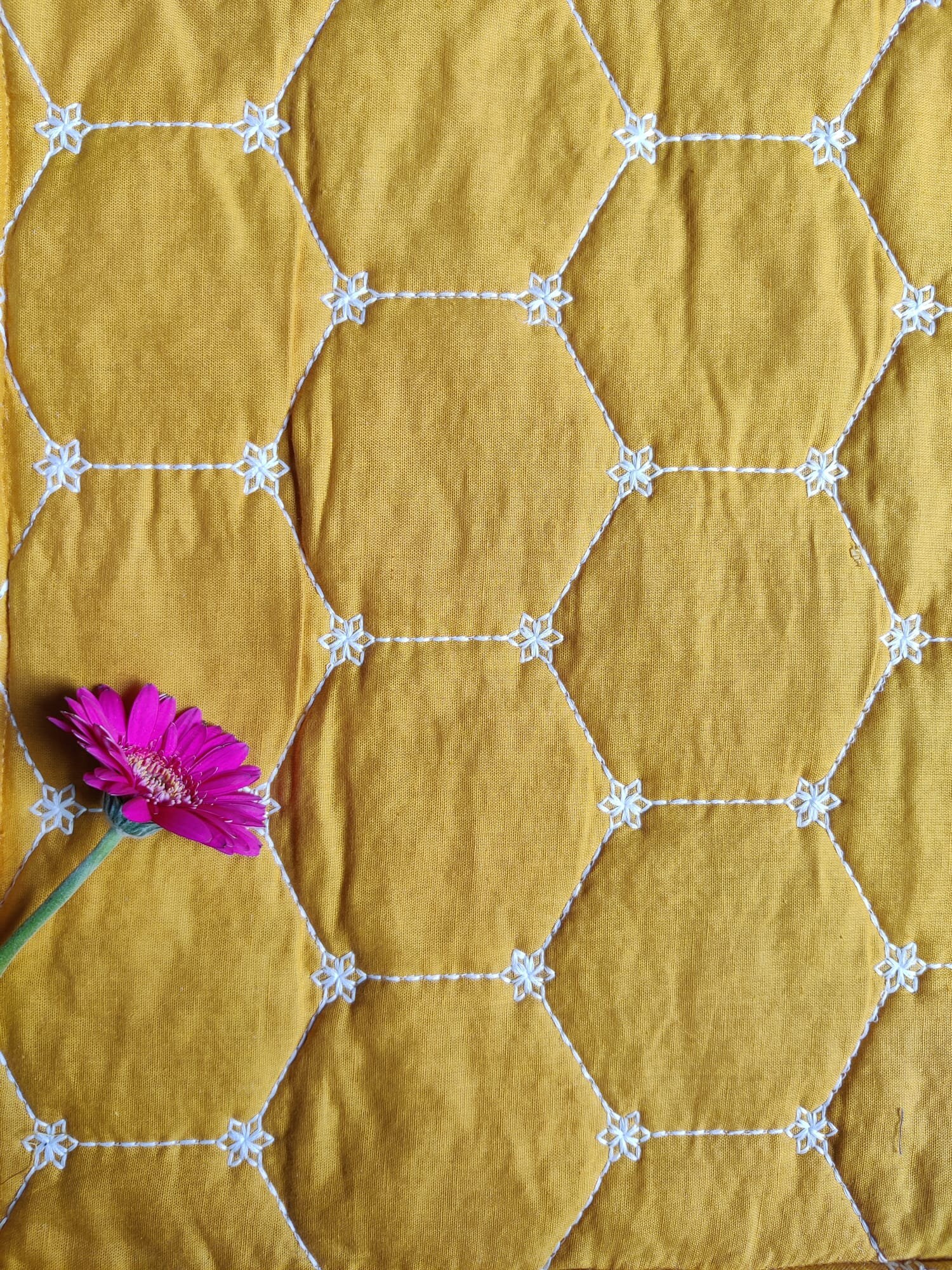 Tara Embroidered Cotton Duvet Cover or Quilt in Yellow & Etsy