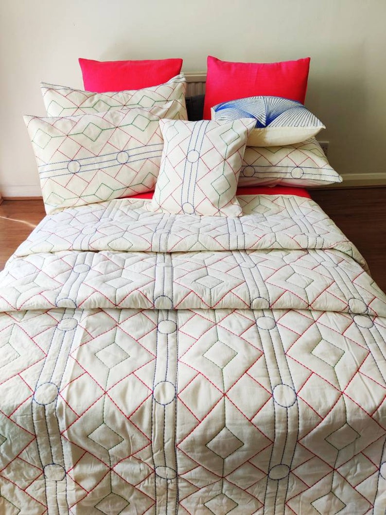Tribal Quilted Linen Bedspreads in 90 X 90 Inches Throw Etsy