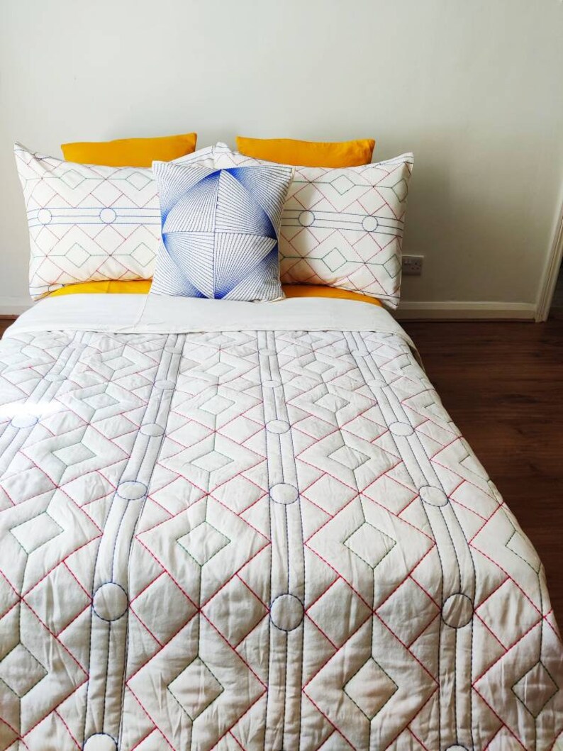 Tribal Quilted Linen Bedspreads in 90 X 90 Inches Throw Etsy