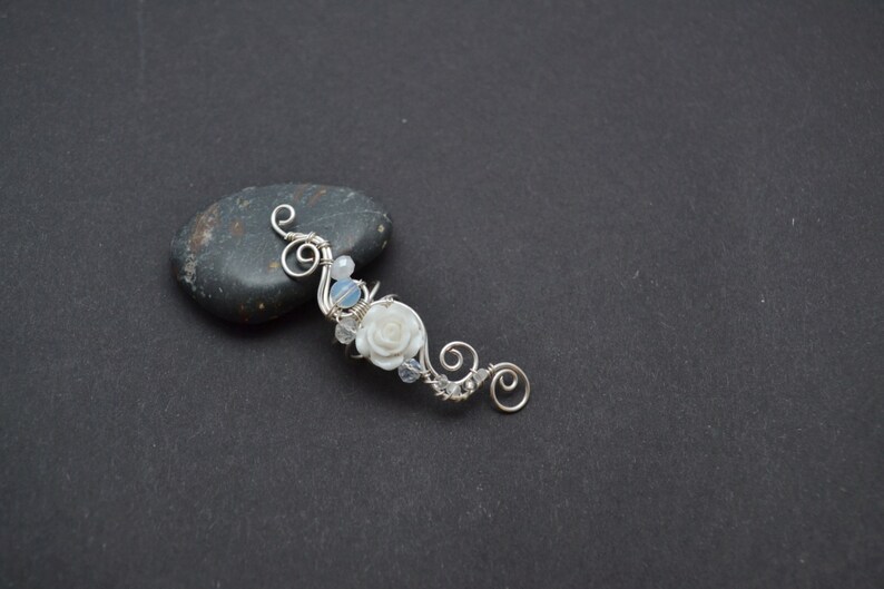 Wedding Ear Cuffs no Piercing Ear crawler earrings White Rose Fake Earrings Bridal Moonstone Earrings