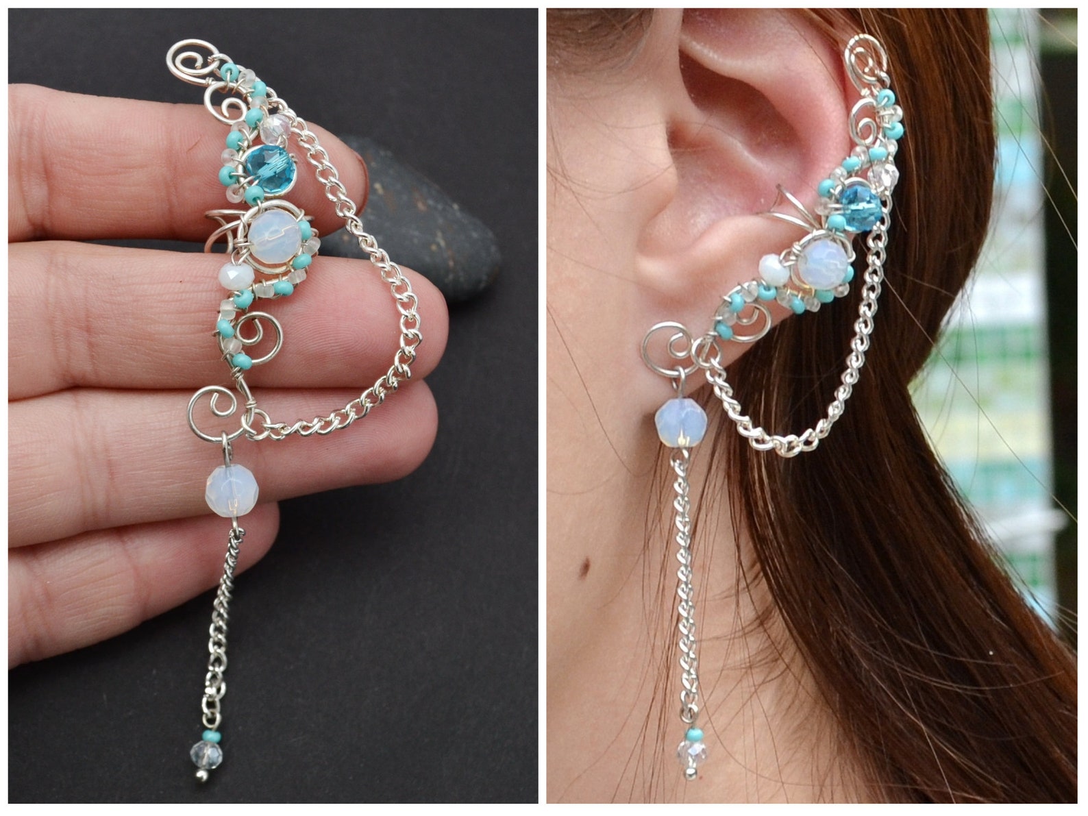 fake cartilage chain earrings