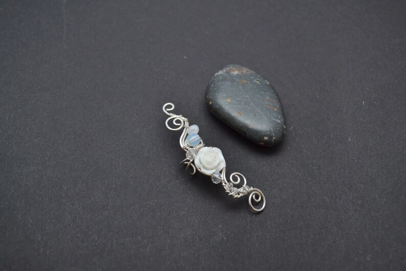 Wedding Ear Cuffs no Piercing Ear crawler earrings White Rose Fake Earrings Bridal Moonstone Earrings