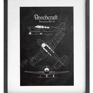BE36 Beechcraft Bonanza Blueprint Digital File 11&quot;x14&quot;