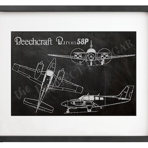 Beechcraft Baron B58P Blueprint Digital File 11&quot;x14&quot;