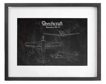 BE35 Beechcraft Bonanza V cola modelo archivo Digital 11 "x 14"