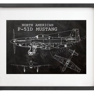 North American P-51D Mustang Blueprint Digital File 11&quot;x14&quot;