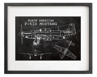North American P-51D Mustang Blueprint Digital File 11"x14"
