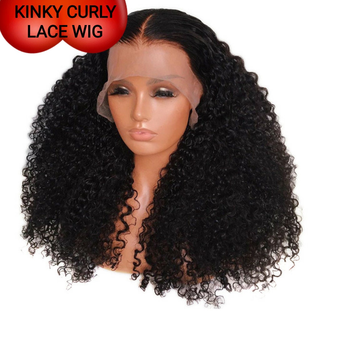 Human hair kinky curly lace front wigs hot sale