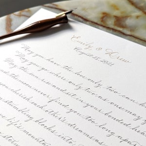 Wedding Vows Calligraphy Handwritten Vows in Large Format for Hanging Paper Anniversary Gift Gift for Couple, Newlyweds Gift image 1