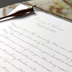 Hochzeit Gelübde Kalligraphie | Handgeschriebene Gelübde im Großformat zum Aufhängen | Benutzerdefinierte Kalligraphie | Jubiläum Geschenk | Brautpaar Geschenk