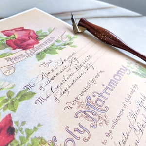 Benutzerdefinierte Heiratsurkunde Kalligraphie | Hochzeitszertifikat | Gelübde Erneuerung | Nicht-religiöse und religiöse Optionen | Jubiläum Geschenk