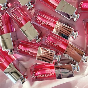 Lip Oil Engraving Services ONLY | Bridesmaid Proposal, Bridal Party, Wedding Day Gifts for Mom, Bride, Personalized Lip Gloss, Lipstick Gift