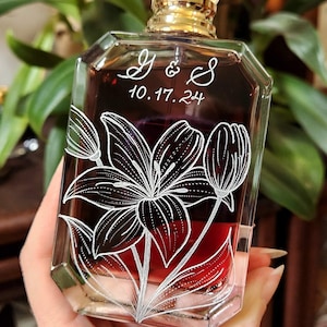 Engraved Perfume Bottle Service, Personalized Perfume Engraving Flowers, Mother of the Bride Gift, Bridal Party Gifts, Wedding Day Keepsake