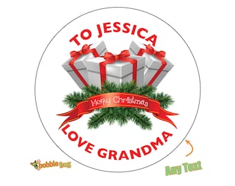 48 x Personalised Father Christmas Present Festive Christmas teacher school gifts stickers, labels, gift tags, wrapping  -1030f