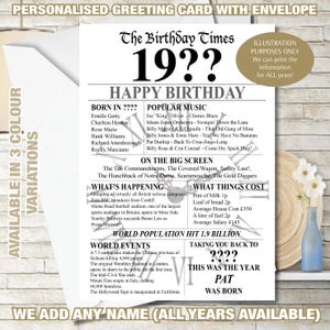 Tarjeta de cumpleaños 1990 35.° cumpleaños personalizada del Reino Unido Saludo en el año Recuerdos del nacimiento Datos del año de nacimiento Mamá Papá Él Ella Amigo Nan Abuelo 242
