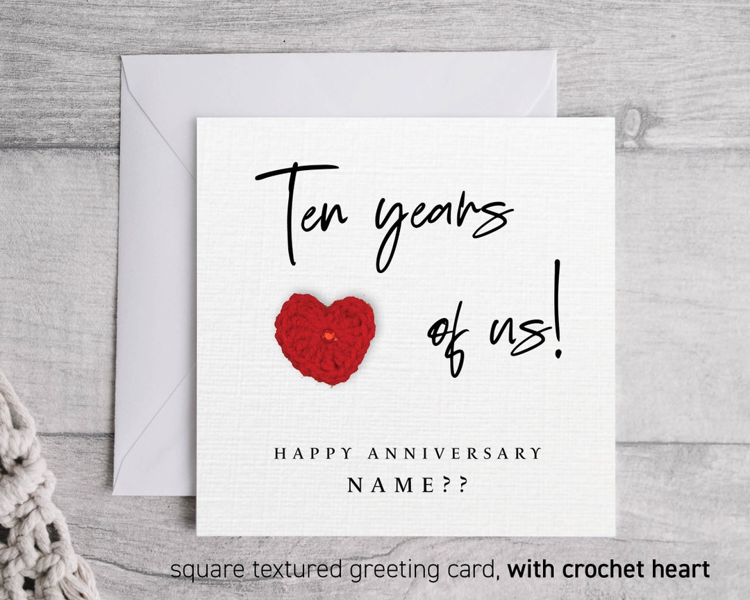 Ten Years of Us Anniversary Card, Personalised Anniversary Card, Card